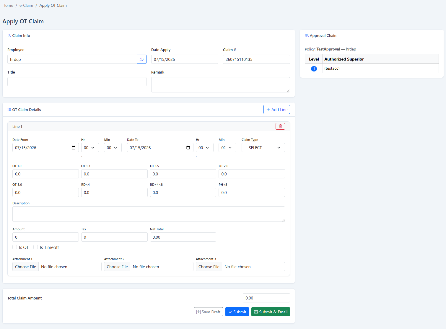 Claim Types, Employee Caps & Submission: Overtime claim